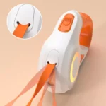 Distributeur de ruban ergonomique blanc et orange pour un usage facile et pratique.