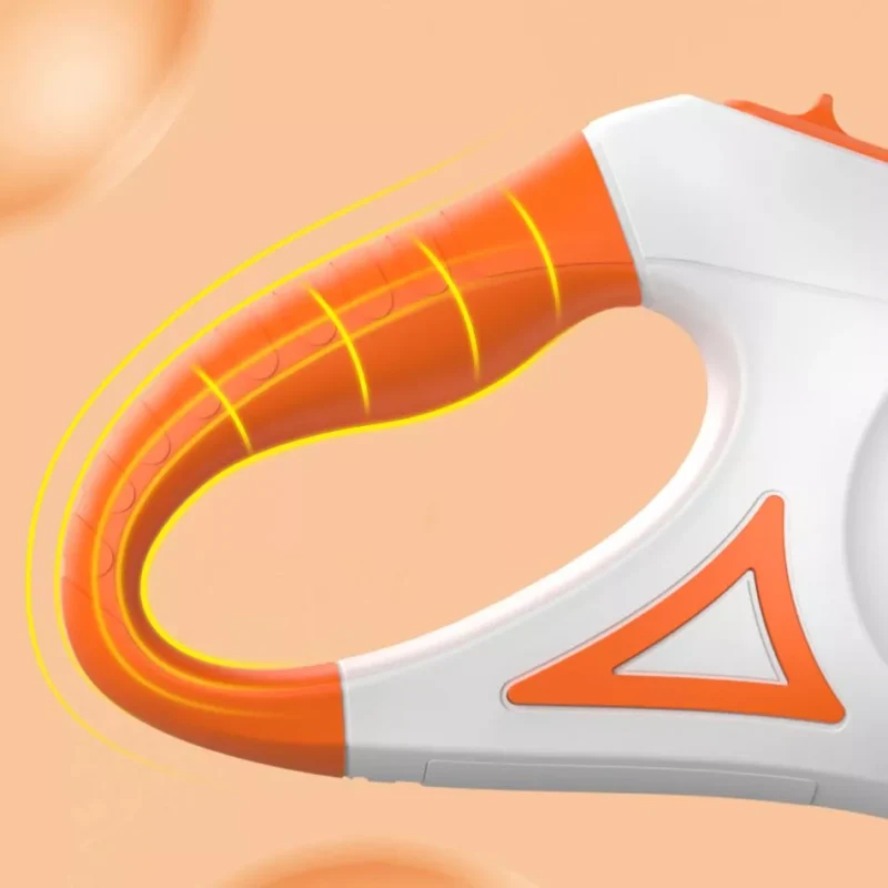 Poignée ergonomique blanche et orange, design moderne, idéale pour un confort optimal.
