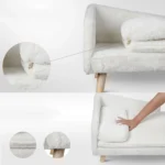 Canapé minimaliste blanc doux et confortable avec coussin amovible pour un intérieur moderne.