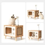 Mobilier moderne pour chats avec espace de jeu et confort pour un chat Ragdoll.