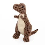 Jouet dinosaure en peluche brun et beige, doux et câlin, parfait pour les enfants.