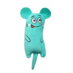 Peluche souris turquoise joyeuse avec langue sortie, parfaite pour les enfants et la décoration.