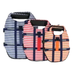 Gilets de sauvetage colorés pour enfants et adultes, alliant sécurité et style aquatique.