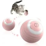 Jouet interactif pour chaton : balles roses en mouvement, stimulant le jeu et lexploration.