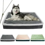 Lit confortable pour chien avec un husky sibérien, disponible en plusieurs couleurs pastel.