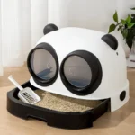 Litière design panda pour chat : élégante, amusante et pratique pour votre intérieur.