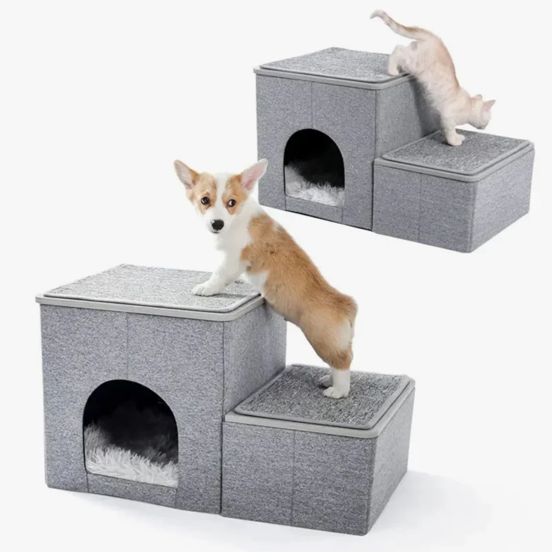 Mobilier animalier moderne et confortable pour chats et chiens, idéal pour jouer et se reposer.