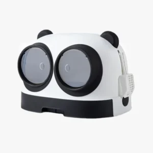 Jouet panda blanc avec lunettes réfléchissantes, design ludique et attrayant pour enfants et adultes.