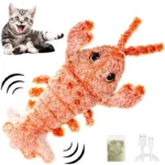 Jouet en peluche homard interactif pour chats, coloré et amusant, engageant et adorable.