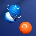 Sphères interactives bleue et orange avec design dynamique et texture attrayante pour le jeu.