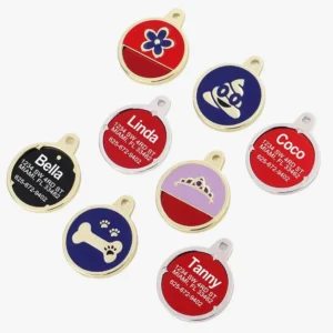 Médaille colorée pour animaux : identification personnalisée pour chiens et chats.