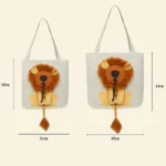 Tote bags ludiques avec motif de lion, pratiques et colorées, idéales pour les amoureux des animaux.