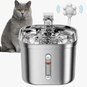 Fontaine à eau moderne en inox pour chat, design élégant et apaisant pour une hydratation saine.