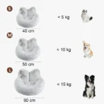 Lits moelleux pour chiens et chats, disponibles en trois tailles confortables et élégantes.