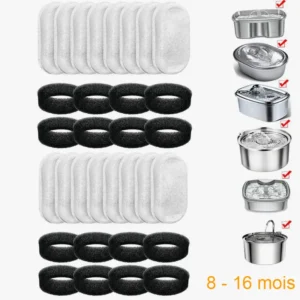 Accessoires de cuisine : dessous de plat, anneaux en silicone et contenants métalliques compatibles.