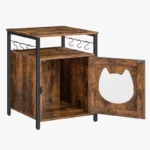 Maison pour animal avec table dappoint en bois au style rustique et moderne.