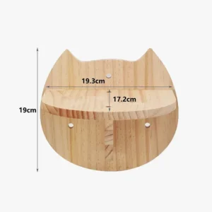 Étagère murale en bois en forme de tête de chat, décorative et ludique.