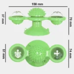 Jouet interactif vert avec texture épineuse et compartiments pour friandises.