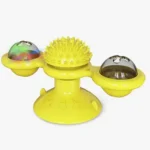 Jouet sensoriel jaune avec texture, globes colorés et stimulation tactile pour enfants.