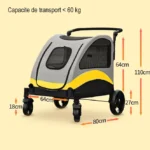 Chariot de transport pour animaux robuste et moderne, pratique pour voyager avec confort.