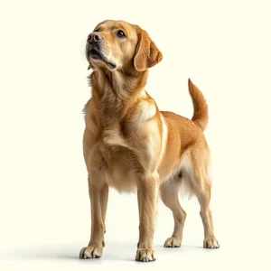 Un Labrador fier, debout avec une posture majestueuse et confiante.