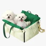 2 chiens dans panier voiture vert