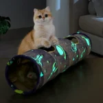 Tunnel pour chat avec un motif d'étoiles bleues phosphorescentes