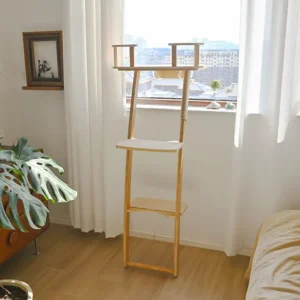 Arbre à chat en forme d'escalier en bois massif