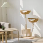 Arbre à chat haut de gamme en bois massif style nordique et minimaliste