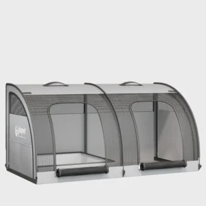 Cage pliable grise pour animal de compagnie.
