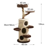 Dimensions d’un arbre à chat haut de gamme avec trois niches