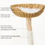 Niche pour chat en osier fait main et bois massif