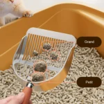 Pelle à litière en inox avec un filtrage efficace des déchets.