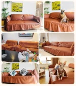 Image d’avis sur la housse de canapé orange extensible anti-griffure