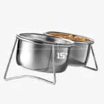 Bol en inox pour animaux incliné à 15 degrés.